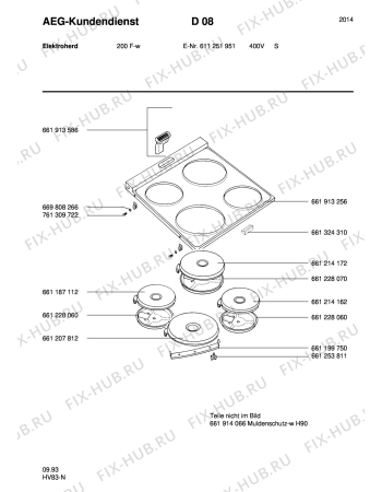 Взрыв-схема плиты (духовки) Aeg 200F-W S 400V - Схема узла Section1